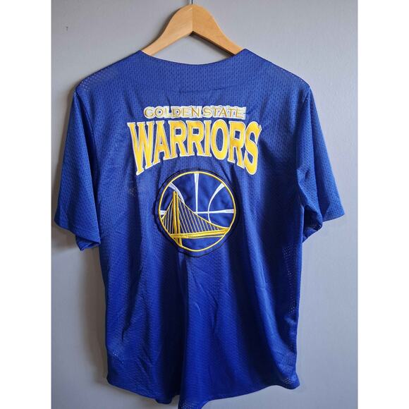 NBA Golden State Warriors Blue Button Up Baseball Jersey Men's Size‎ Medium - Picture 2 of 3